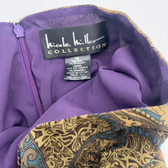 Nicole Miller Collection Baroque Print Silk Blend Strapless Chiffon Blouse 10 - Picture 5 of 7